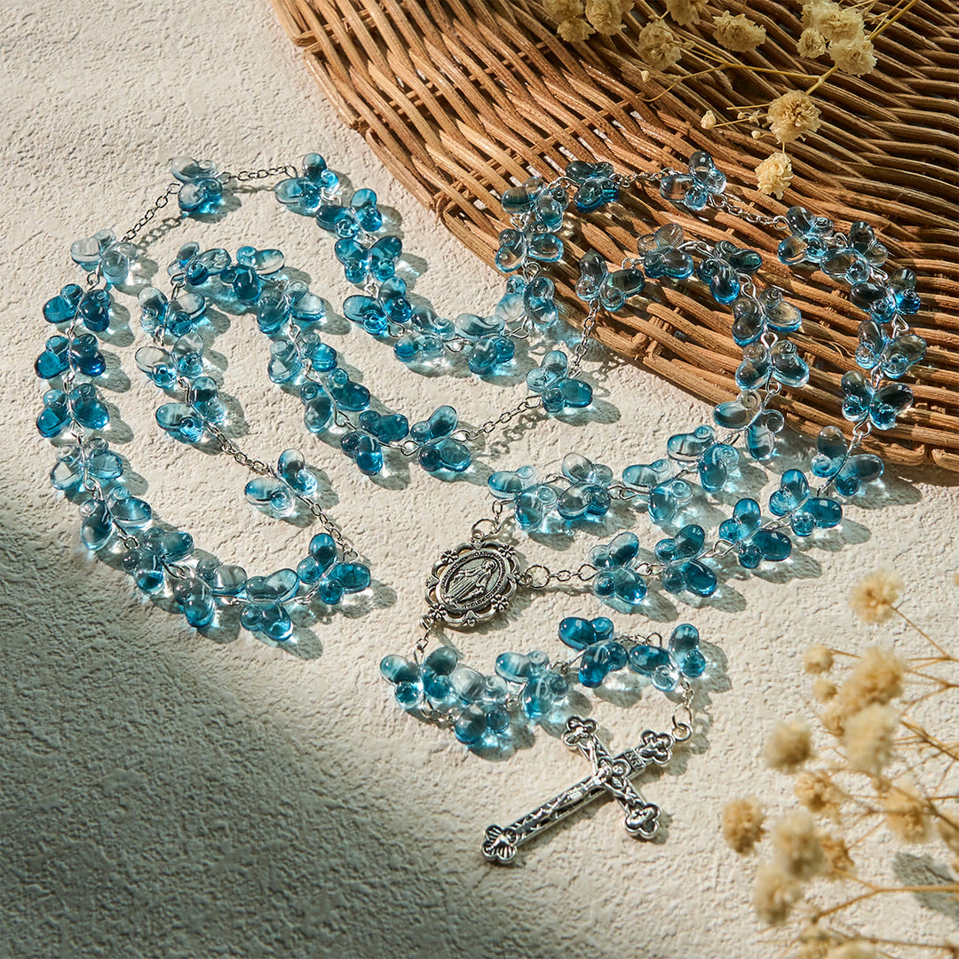 FREE Today: Wings of Devotion Shimmering Blue Butterfly Prayer Rosary with Miraculous Medal - image 3