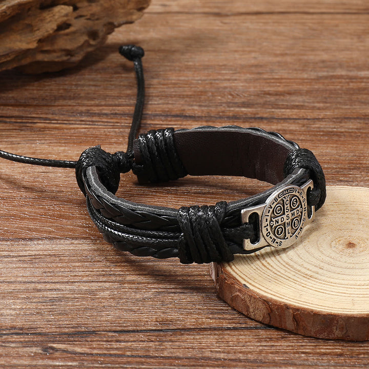 FREE Today: Classic 2 Color St. Benedict Leather Bracelets: Symbol of Faith and Courage - image 6