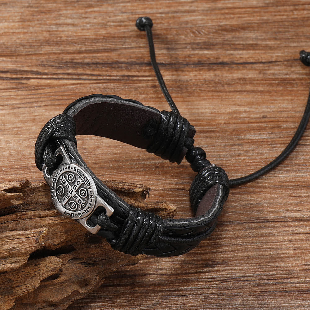 FREE Today: Classic 2 Color St. Benedict Leather Bracelets: Symbol of Faith and Courage - image 8
