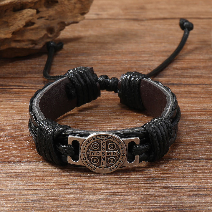 FREE Today: Classic 2 Color St. Benedict Leather Bracelets: Symbol of Faith and Courage - image 9
