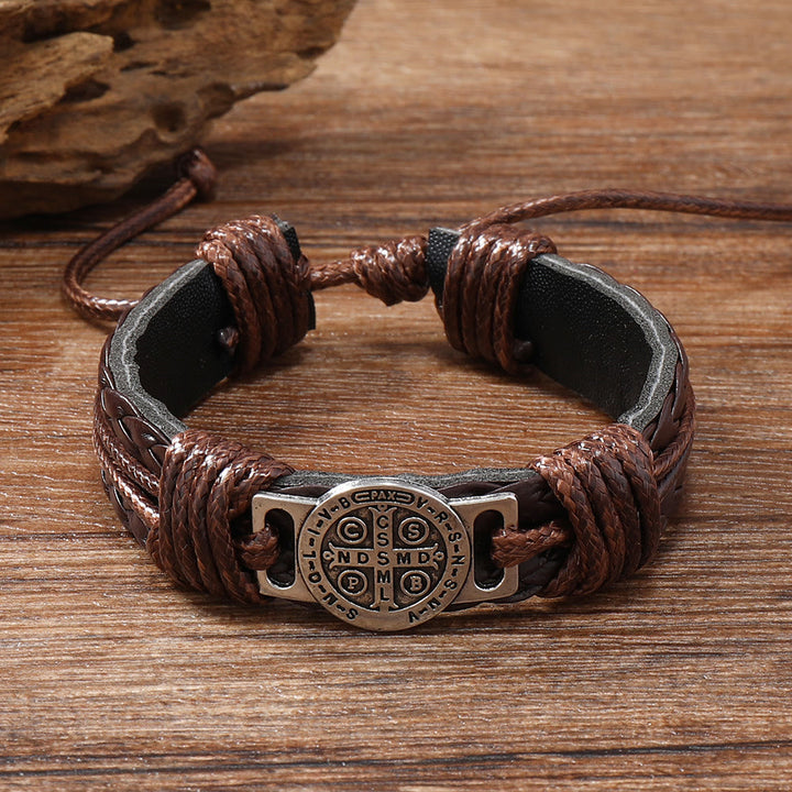 FREE Today: Classic 2 Color St. Benedict Leather Bracelets: Symbol of Faith and Courage - image 3