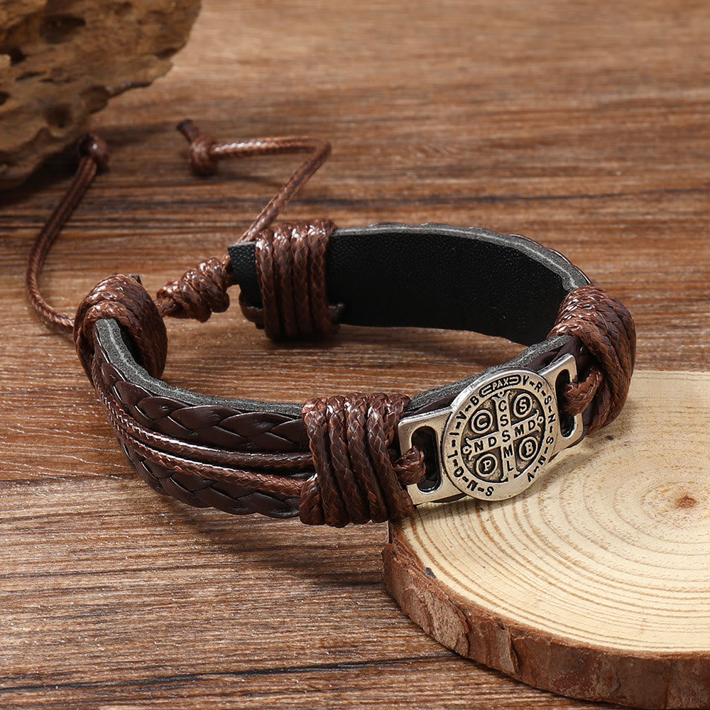 FREE Today: Classic 2 Color St. Benedict Leather Bracelets: Symbol of Faith and Courage - image 4