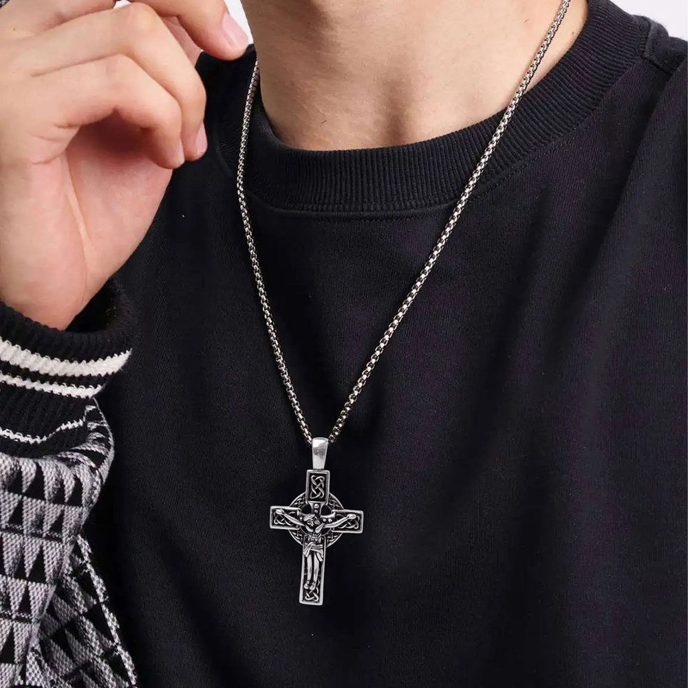 Christianartworkshop Eternal Faith Celtic Knot Crucifix Pendant Necklace: Christ on the Cross - image 2