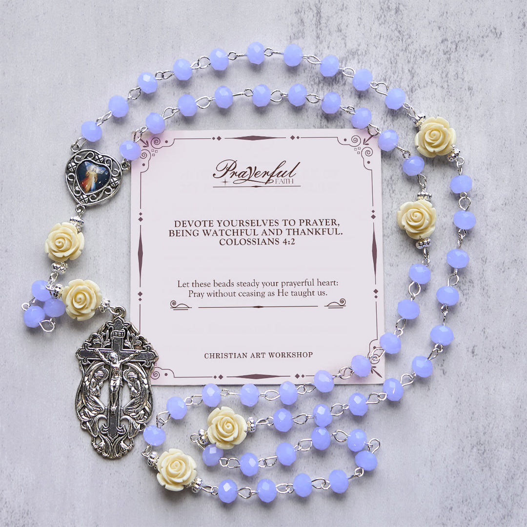 Christianartworkshop PRAYERFUL FAITH: Elegant Rose Beads Rosary with Gift Card - PRAYERFUL FAITH - image 1