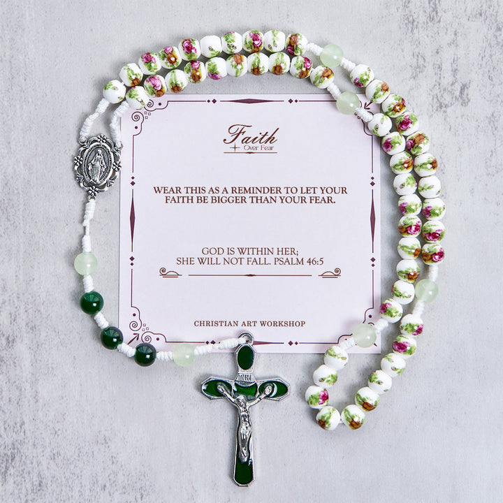 Christianartworkshop Jesus Is The Gift: Handmade Floral Rose Beads Rosary with Gift Card - FAITH OVER FEAR - image 4