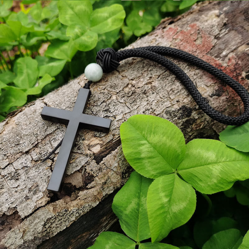 Christianartworkshop Minimalist Tri-color Cross Car Pendant: Spiritual Safety on the Road - Black - Black - image 10