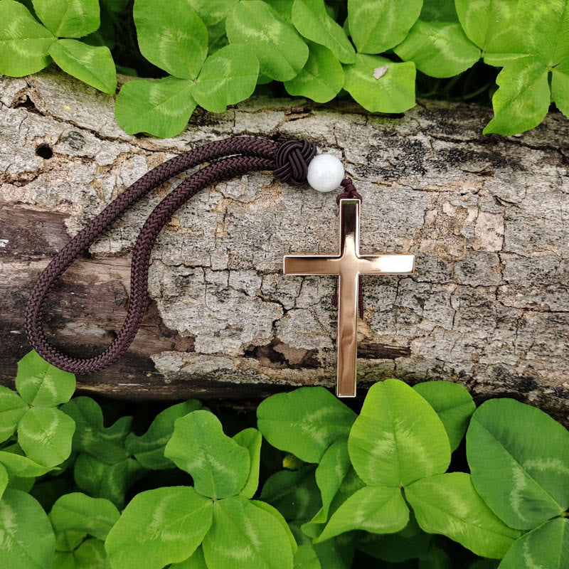Christianartworkshop Minimalist Tri-color Cross Car Pendant: Spiritual Safety on the Road - Champagne - Brown - image 5