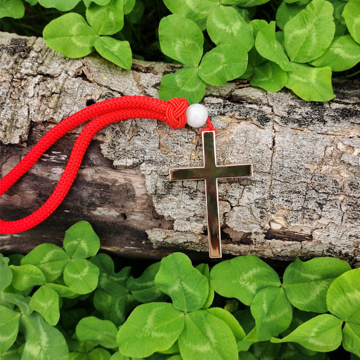 Christianartworkshop Minimalist Tri-color Cross Car Pendant: Spiritual Safety on the Road - Champagne - Red - image 6