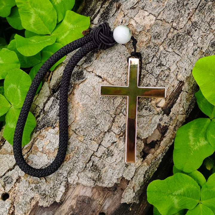 Christianartworkshop Minimalist Tri-color Cross Car Pendant: Spiritual Safety on the Road - Champagne - Black - image 7