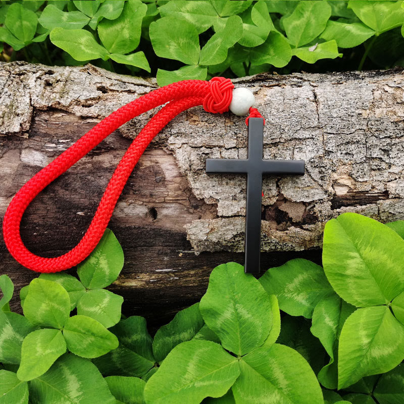 Christianartworkshop Minimalist Tri-color Cross Car Pendant: Spiritual Safety on the Road - Black - Red - image 9