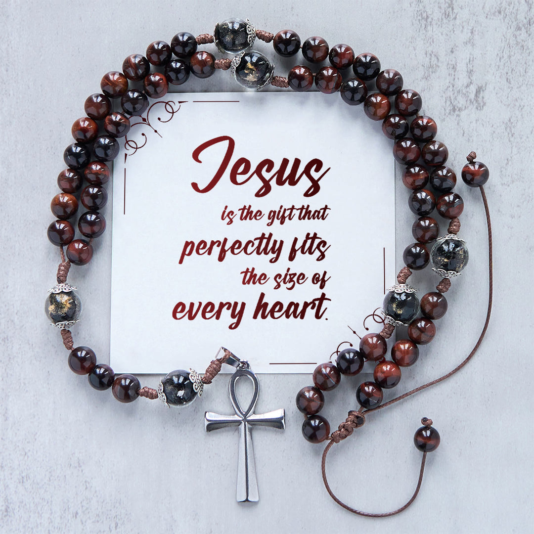 Christianartworkshop PRAYERFUL FAITH: Handmade Wooden Beads Rosary & Necklace 2-in-1 with Gift Card - Jesus is the Gift - image 3