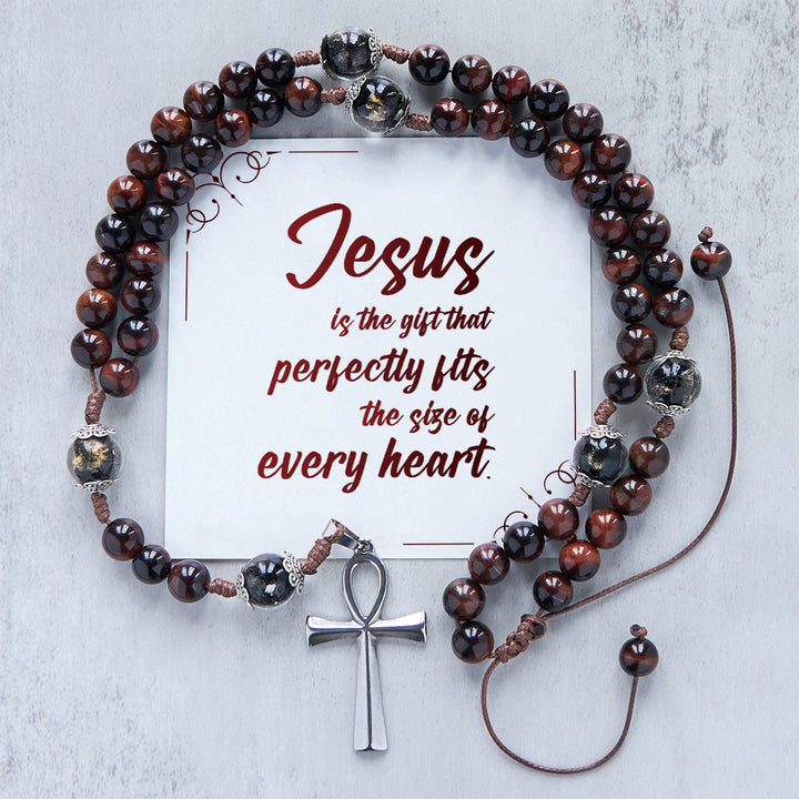 Christianartworkshop PRAYERFUL FAITH: Handmade Wooden Beads Rosary & Necklace 2-in-1 with Gift Card - Jesus is the Gift - image 3