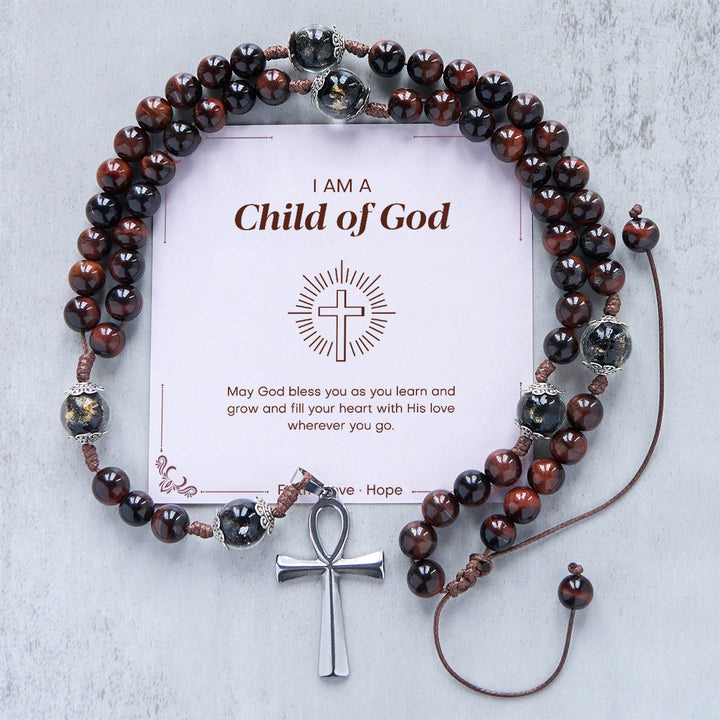 Christianartworkshop PRAYERFUL FAITH: Handmade Wooden Beads Rosary & Necklace 2-in-1 with Gift Card - Child of God - image 4
