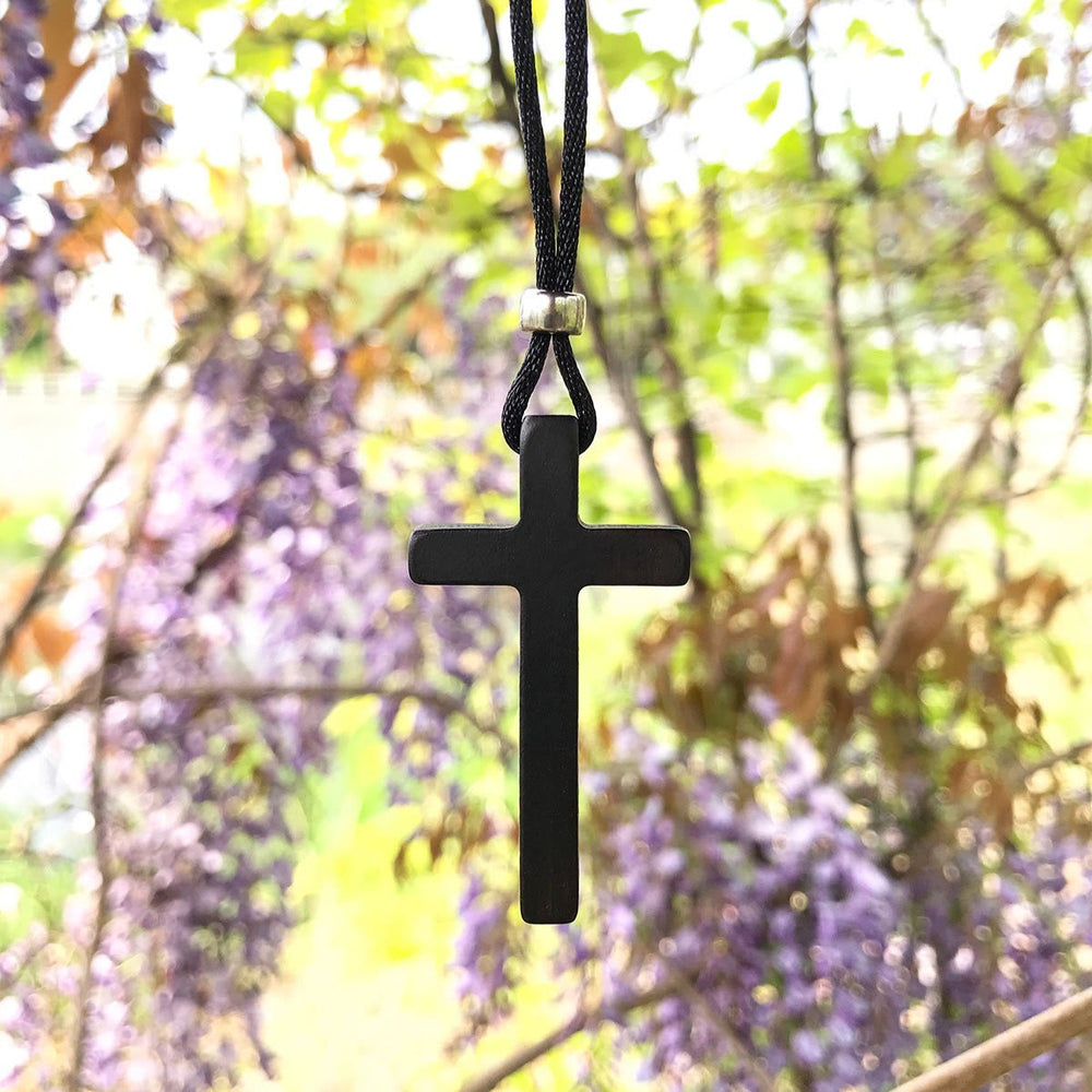 Christianartworkshop Classic Natural Ebony Cross Necklace: Pure and Enduring Faith Symbol - image 2