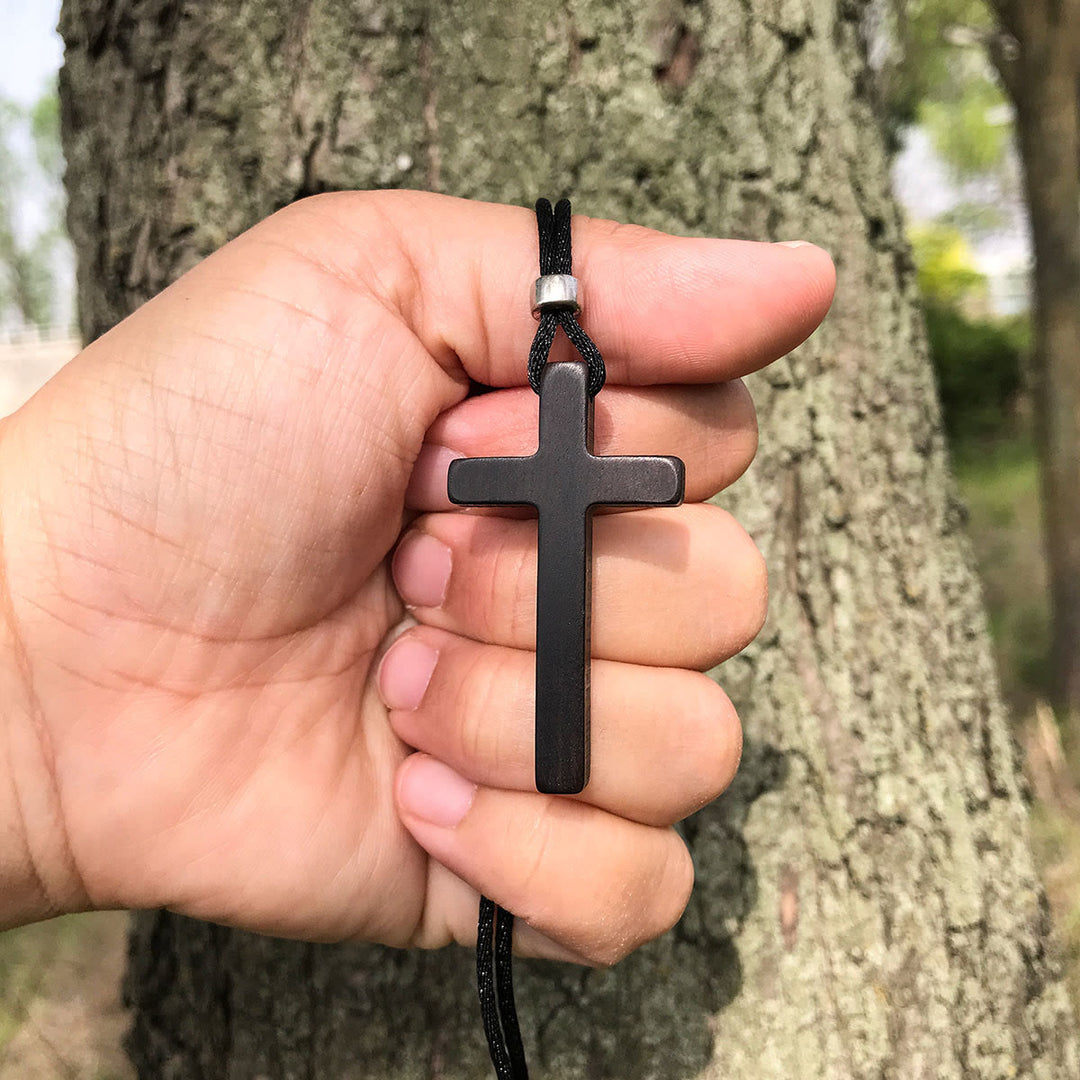 Christianartworkshop Classic Natural Ebony Cross Necklace: Pure and Enduring Faith Symbol - Cross - image 1
