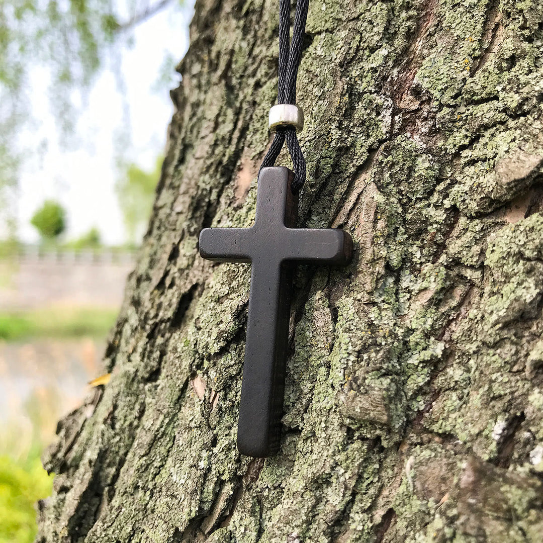 Christianartworkshop Classic Natural Ebony Cross Necklace: Pure and Enduring Faith Symbol - image 5