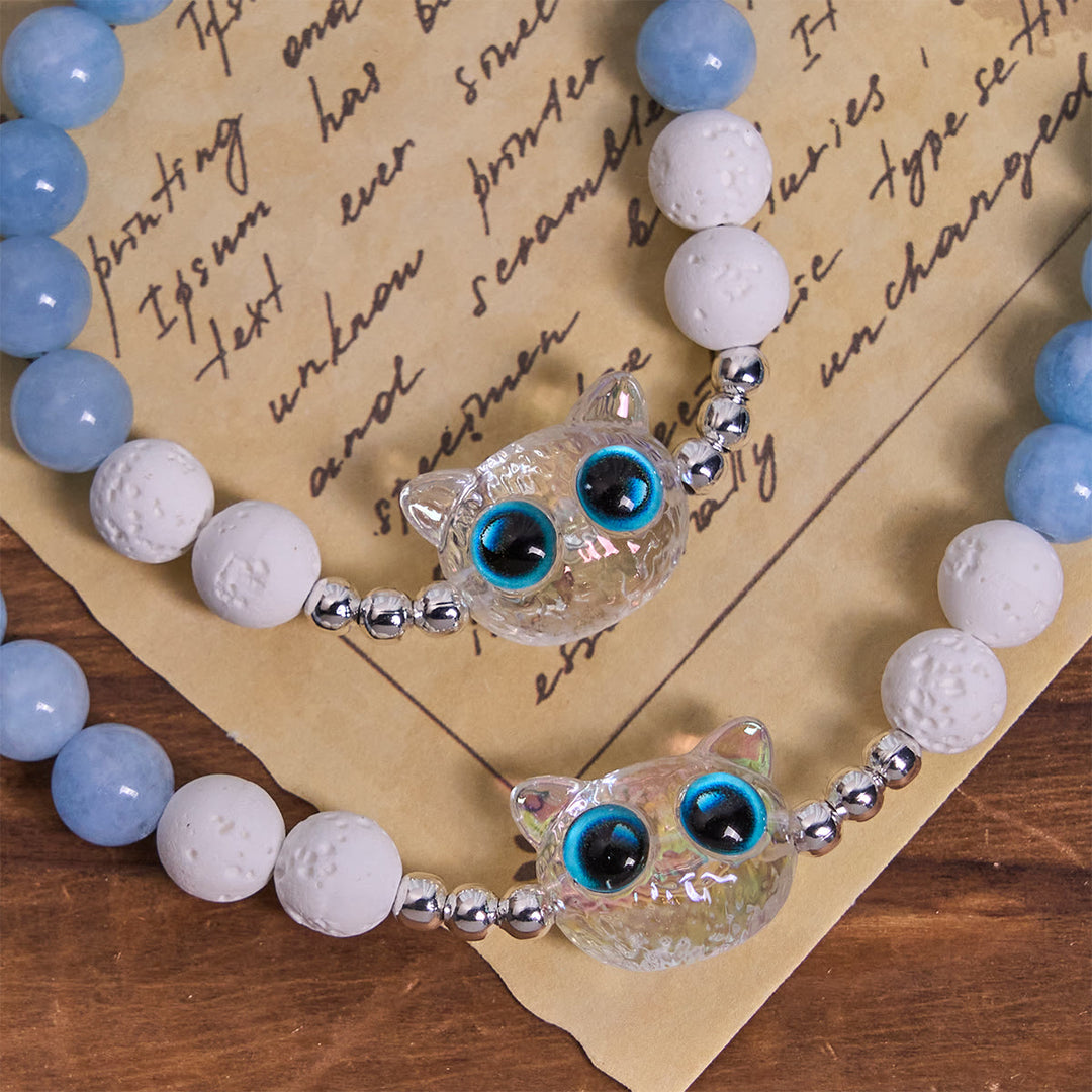 Christianartworkshop Sky Blue Beads Guardian Kitty Rosary with Sacred Heart & Crucifix - image 7