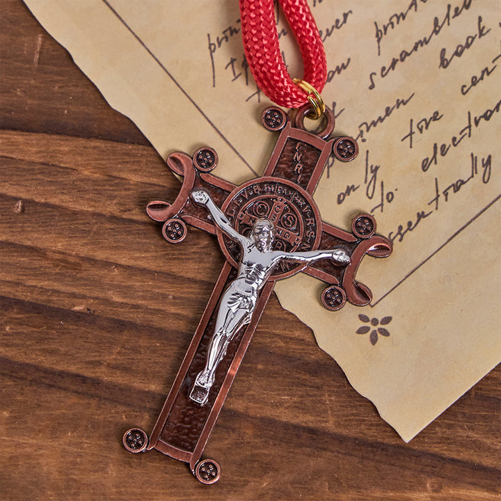 Christianartworkshop Golden Glory Beads Red Paracord Rosary with St. Benedict  - image 6