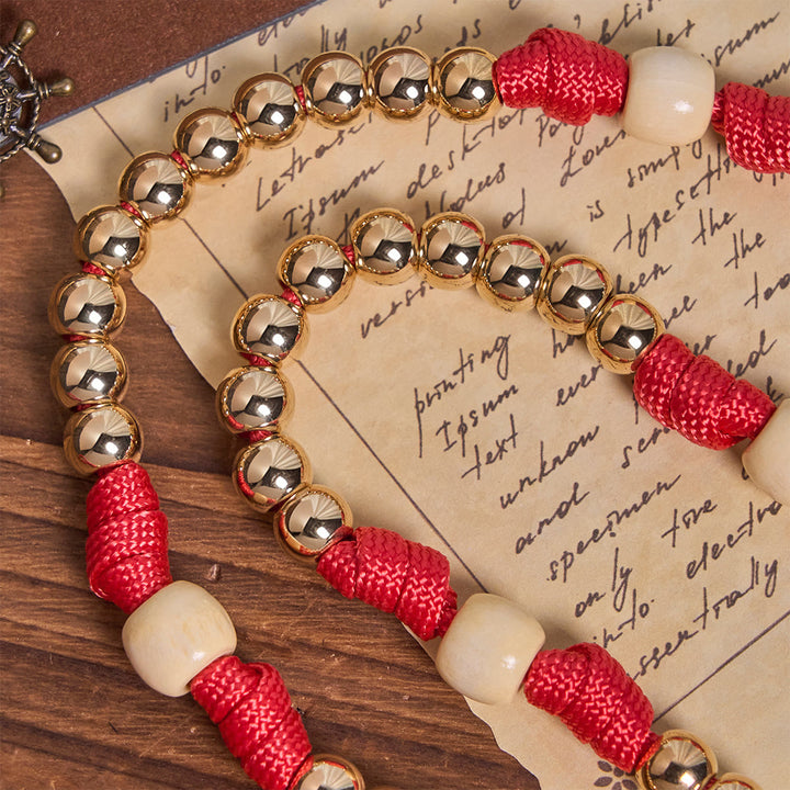 Christianartworkshop Golden Glory Beads Red Paracord Rosary with St. Benedict  - image 8