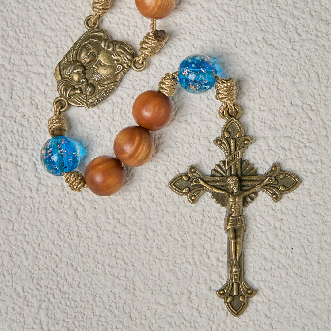 Christianartworkshop Rustic Brown and Ocean Blue Rosary with Holy Family Guidance and Blessing - image 8