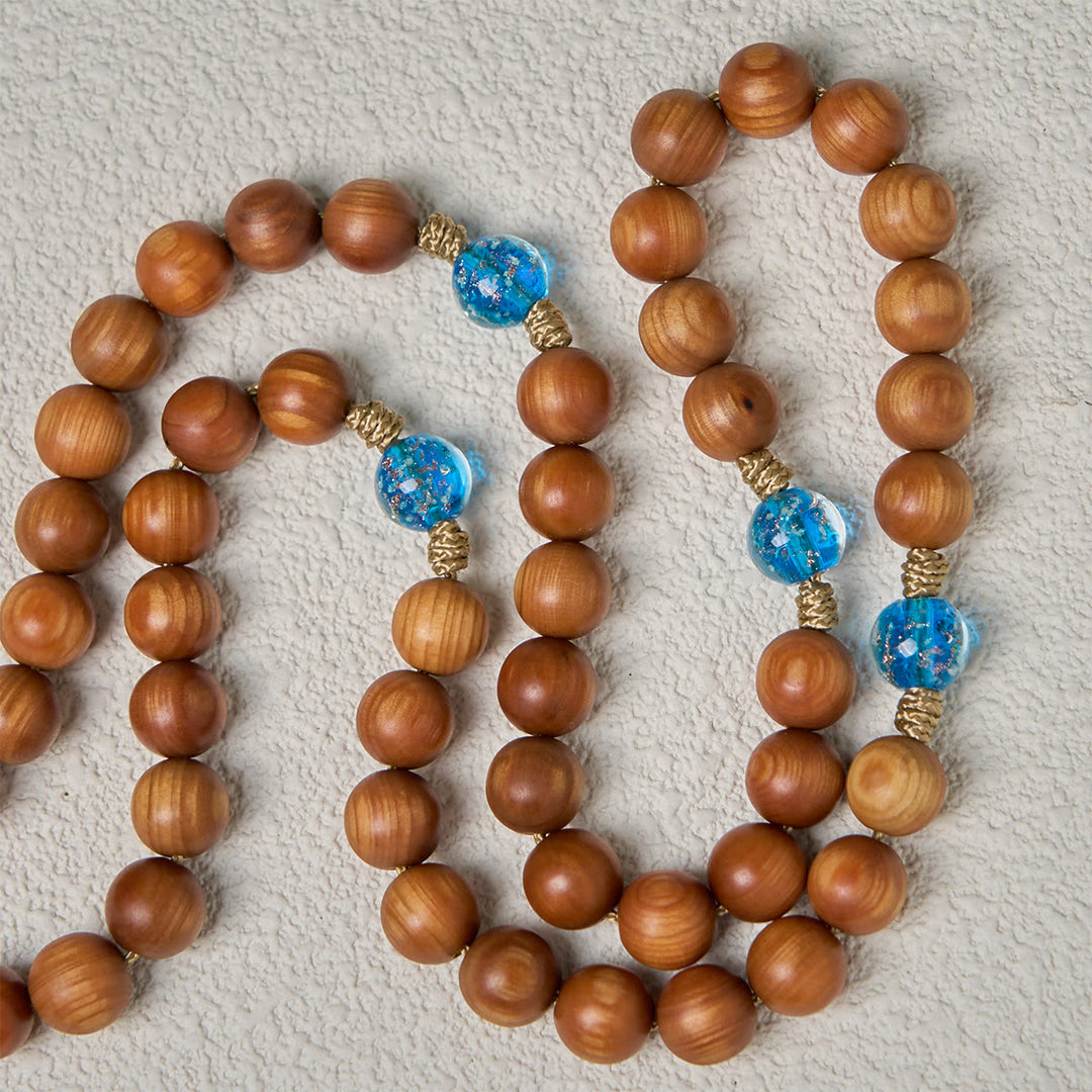 Christianartworkshop PRAYERFUL FAITH: Rustic Brown and Ocean Blue Rosary with Holy Family - image 8