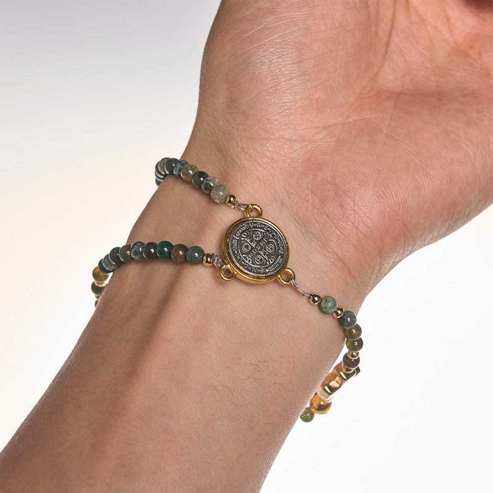 FREE Today: Handmade Earth Tone Rosary Bracelet with Cross & St. Benedict Charm - image 2