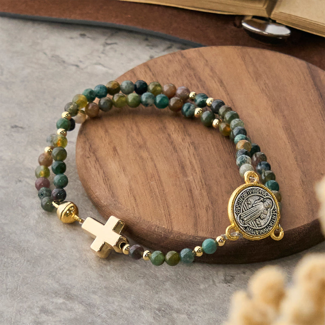FREE Today: Handmade Earth Tone Rosary Bracelet with Cross & St. Benedict Charm - image 6