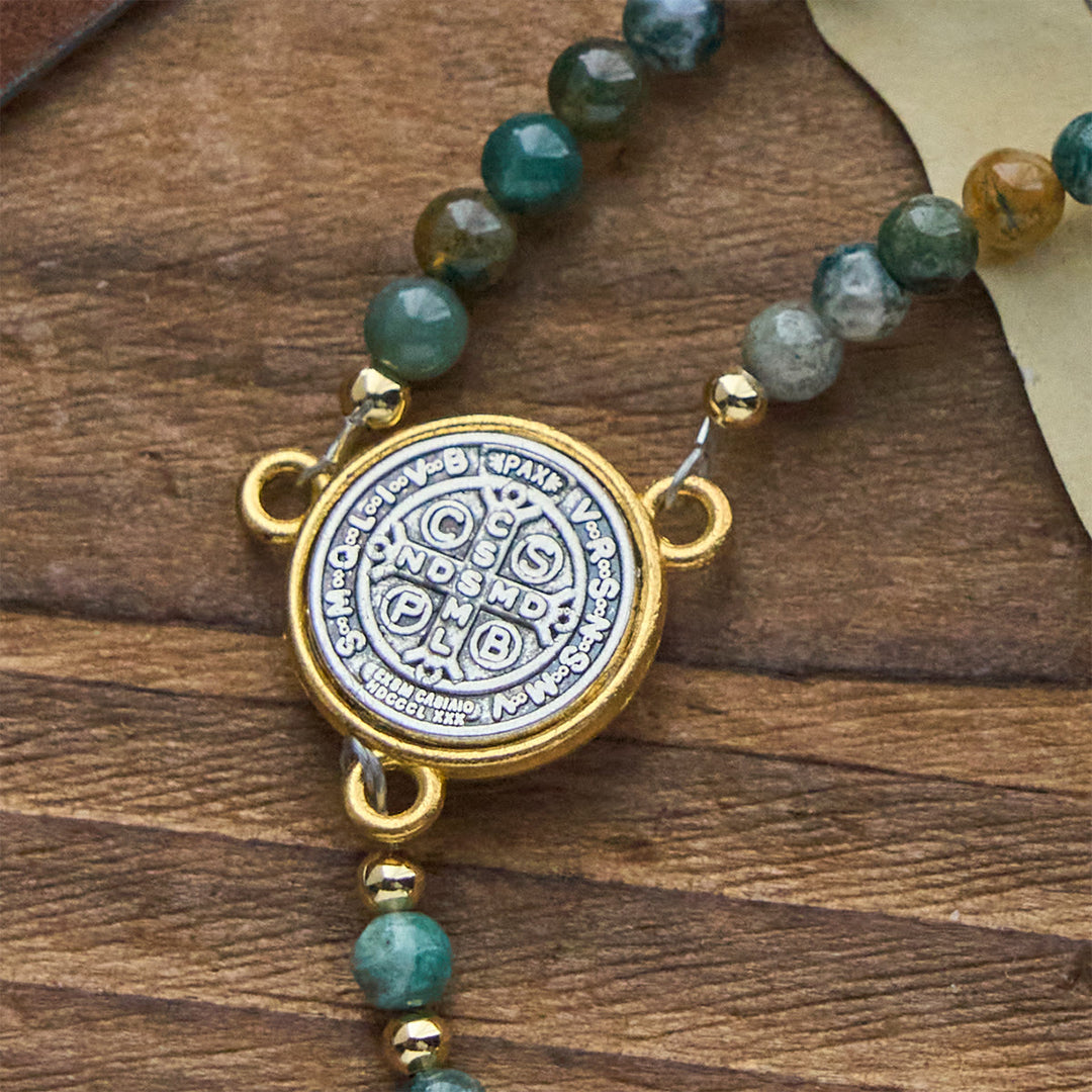 FREE Today: Handmade Earth Tone Rosary Bracelet with Cross & St. Benedict Charm - image 7