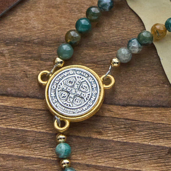 FREE Today: Handmade Earth Tone Rosary Bracelet with Cross & St. Benedict Charm - image 7