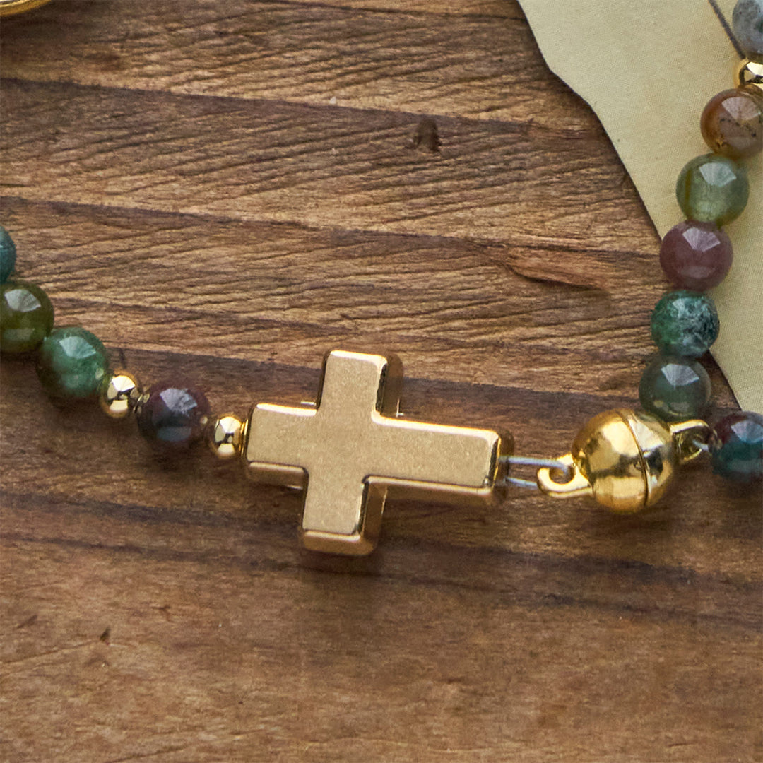 FREE Today: Handmade Earth Tone Rosary Bracelet with Cross & St. Benedict Charm - image 8