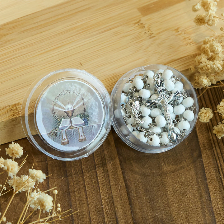 Christianartworkshop Divine Wooden Holy Chalice Communion Rosary in White with Gift Box Bundle - image 7