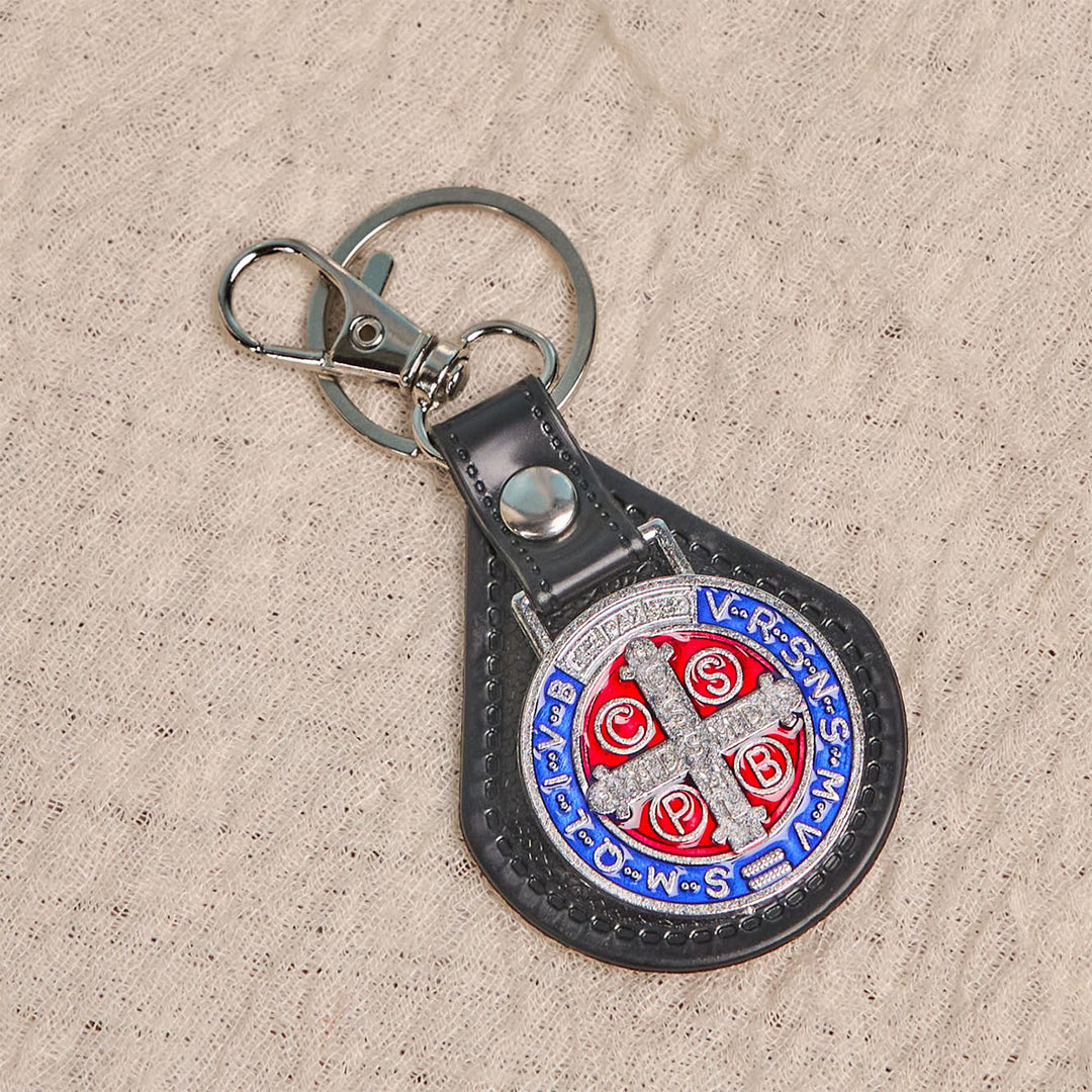 Christianartworkshop Leather Saint Benedict Cross Keychain for Daily Spiritual Protection - image 3