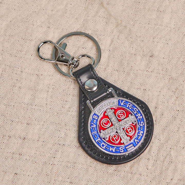 Christianartworkshop Leather Saint Benedict Cross Keychain for Daily Spiritual Protection - image 3