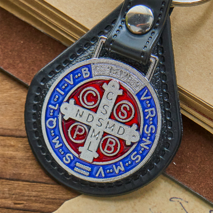 Christianartworkshop Leather Saint Benedict Cross Keychain for Daily Spiritual Protection - image 4