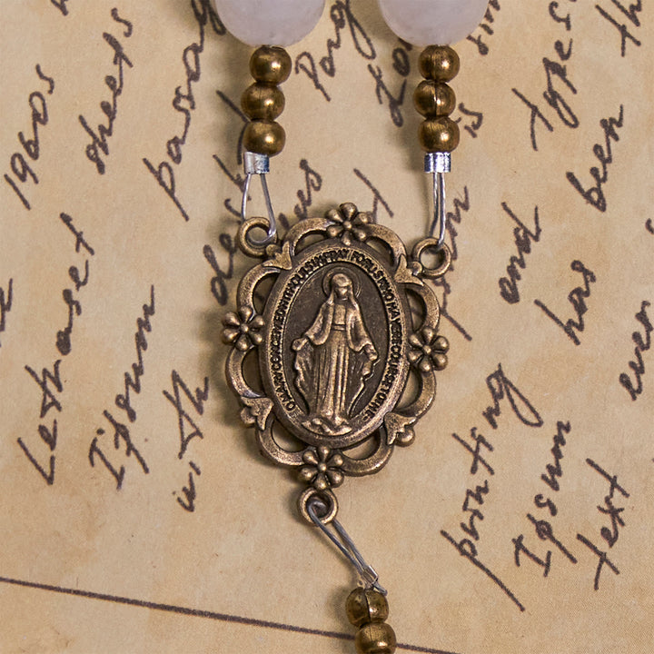 Christianartworkshop Serene White Quartz and Sacred Turtle Prayer Rosary with Miraculous Medal - image 7