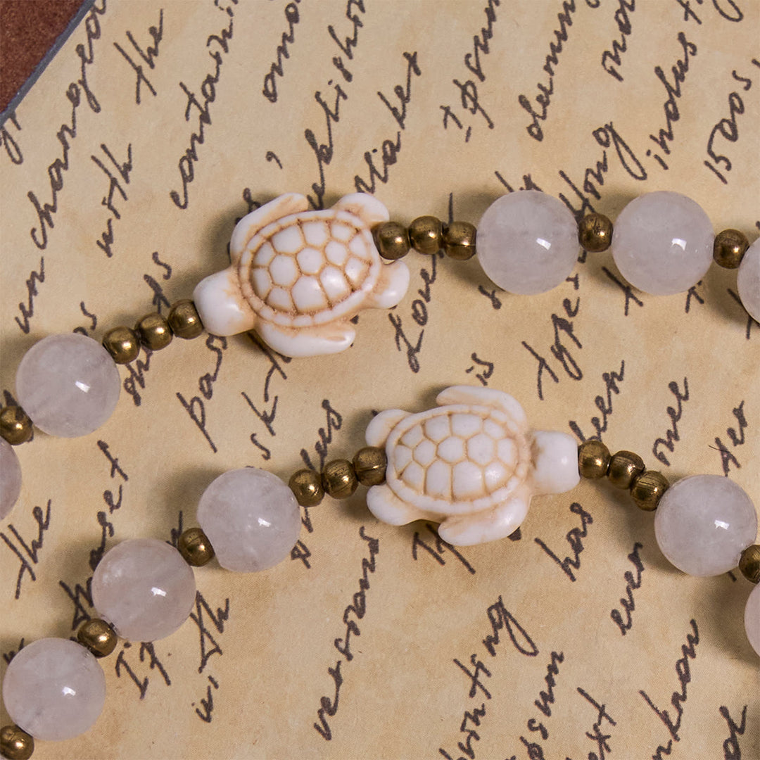 Christianartworkshop Serene White Quartz and Sacred Turtle Prayer Rosary with Miraculous Medal - image 8