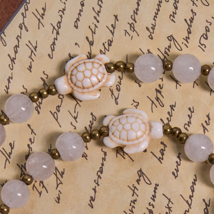 Christianartworkshop Serene White Quartz and Sacred Turtle Prayer Rosary with Miraculous Medal - image 8