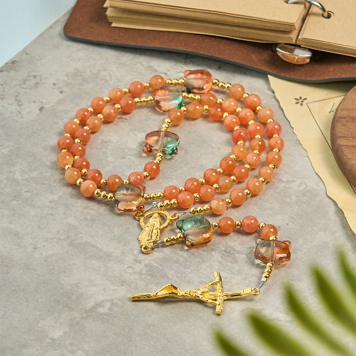 Christianartworkshop Orange Tabby Companion Rosary with Carnelian Beads for Pray & Loving Memorial - image 4