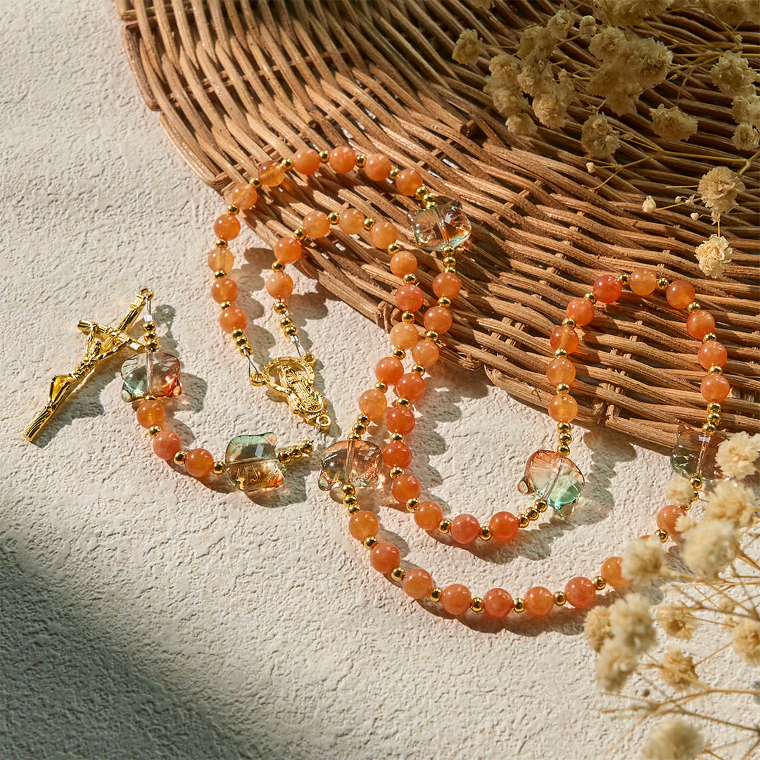 Christianartworkshop Orange Tabby Companion Rosary with Carnelian Beads for Pray & Loving Memorial - image 3