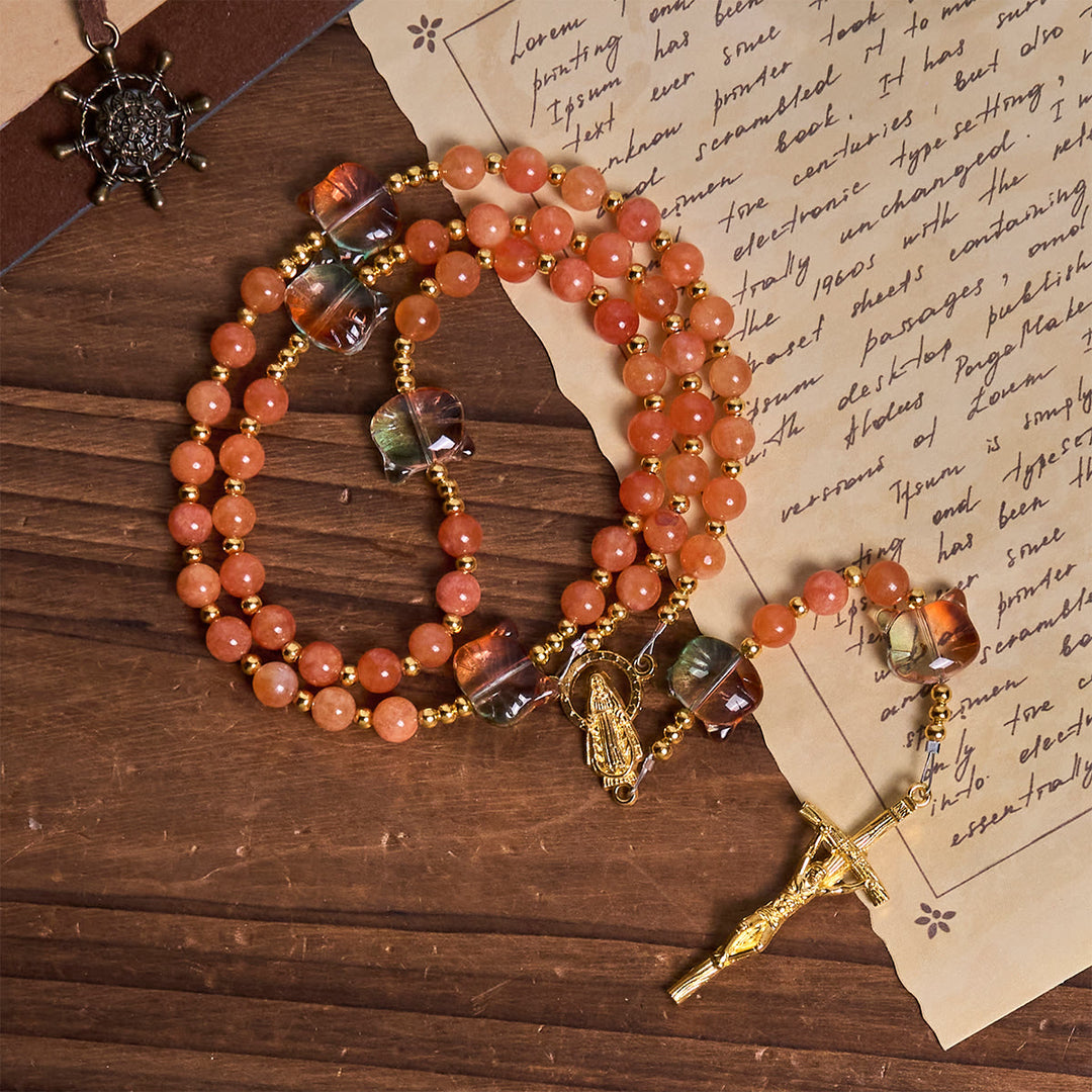 Christianartworkshop Orange Tabby Companion Rosary with Carnelian Beads for Pray & Loving Memorial - image 6