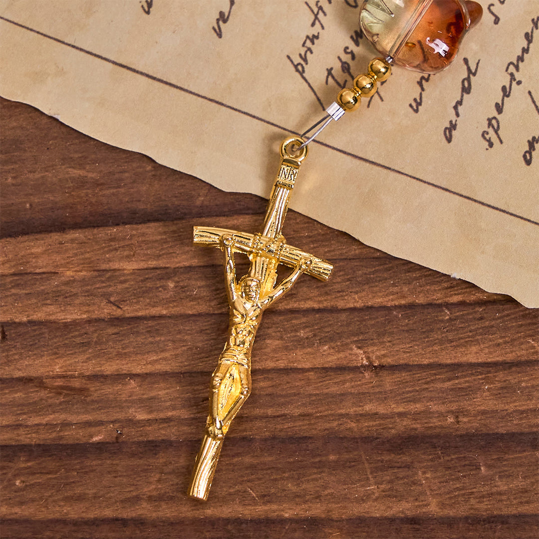 Christianartworkshop Orange Tabby Companion Rosary with Carnelian Beads for Pray & Loving Memorial - image 9