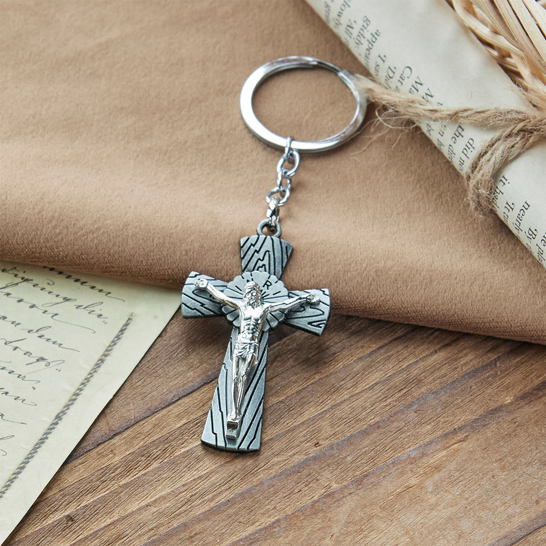 Christianartworkshop Antique Style Tri-color Woodgrain Crucifix Keychain: Radiant Faith in Every Carry - image 10