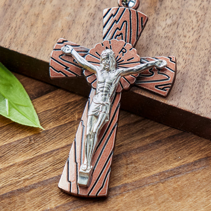 Christianartworkshop Antique Style Tri-color Woodgrain Crucifix Keychain: Radiant Faith in Every Carry - image 7