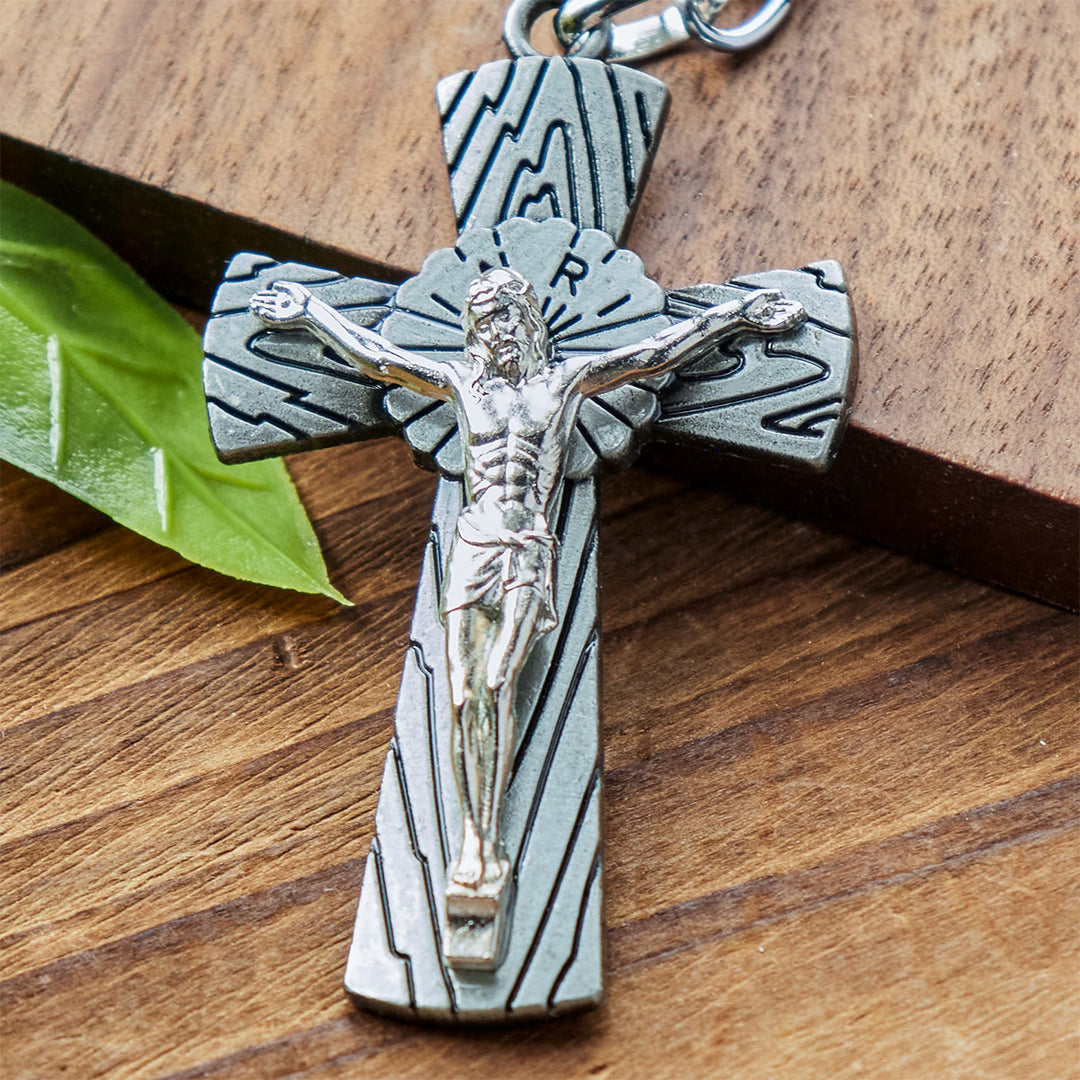 Christianartworkshop Antique Style Tri-color Woodgrain Crucifix Keychain: Radiant Faith in Every Carry - image 8