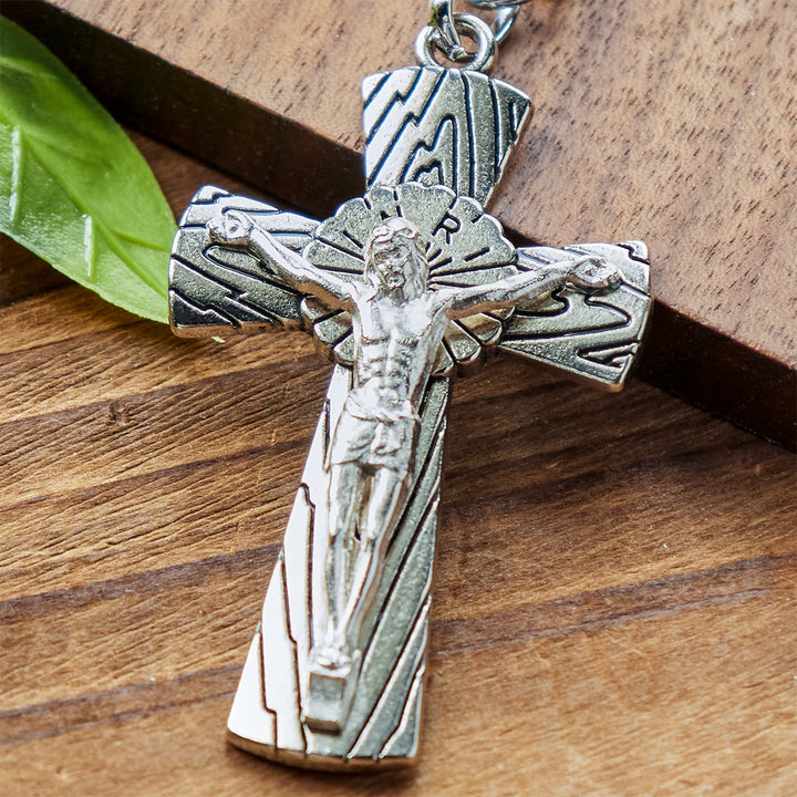 Christianartworkshop Antique Style Tri-color Woodgrain Crucifix Keychain: Radiant Faith in Every Carry - image 9