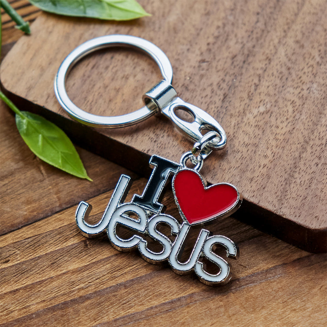 Christianartworkshop Believer's Choice Faithful Heart 4color I Love Jesus Keychain - Antique Silver - image 3
