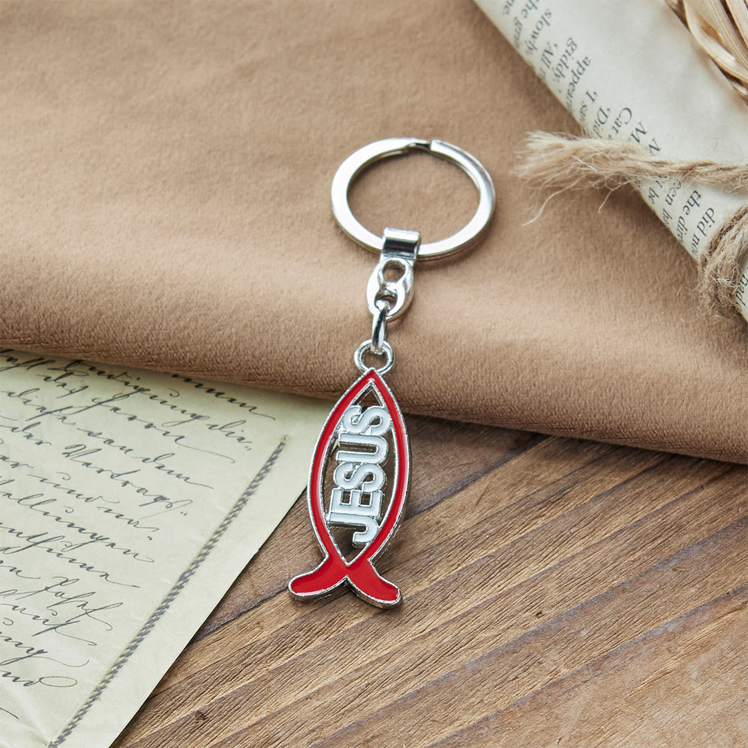 Christianartworkshop Bold Red Jesus Fish Keychain: Faithful Companion for Life - image 3
