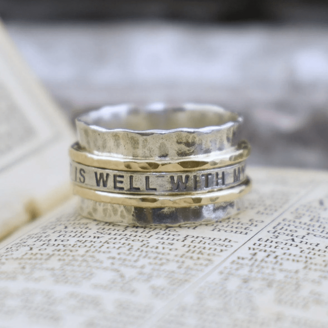 Christianartworkshop It Is Well With My Soul Inspirational Ring: Faith & Peace - US12 - image 1