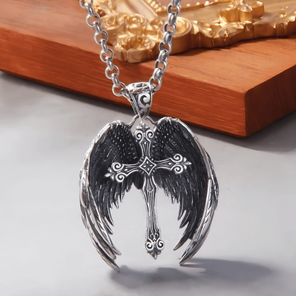 Christianartworkshop Guardian Angel Wings Cross Pendant Necklace: Spiritual Protection Jewelry - image 2