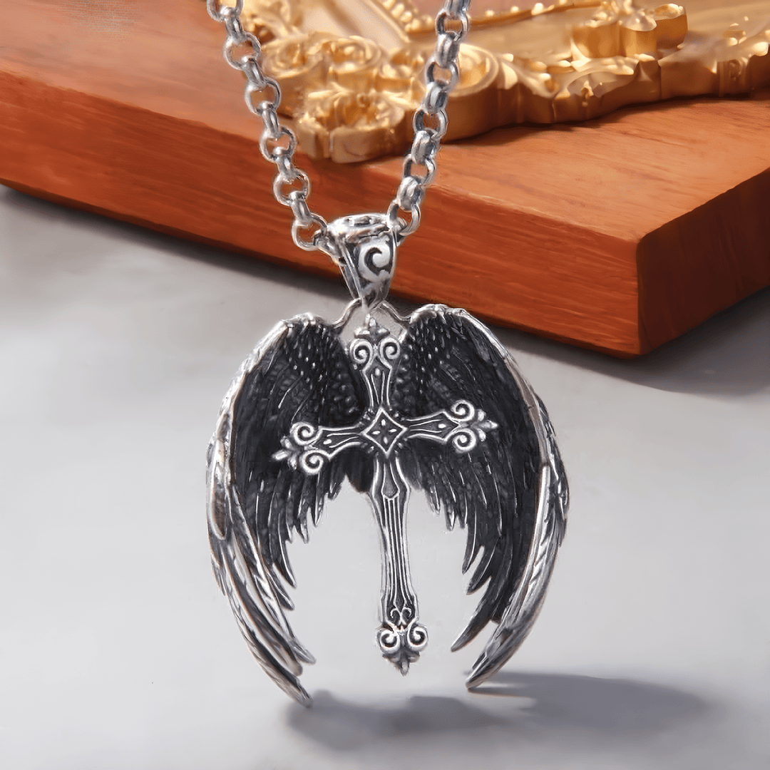 Christianartworkshop Guardian Angel Wings Cross Pendant Necklace: Spiritual Protection Jewelry - image 2
